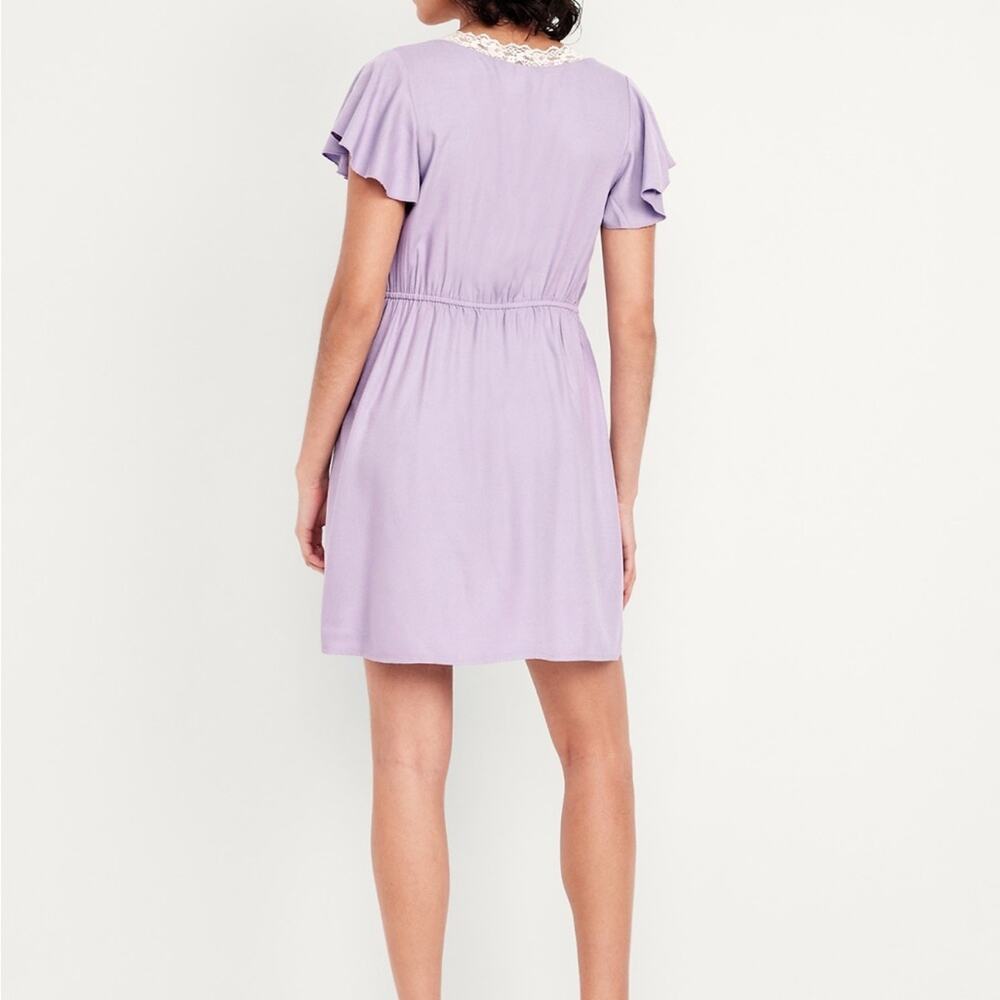 Old Navy Spring Wisteria Fit & Flare Crepe Lace-Trim mini dress - Picture 5 of 11